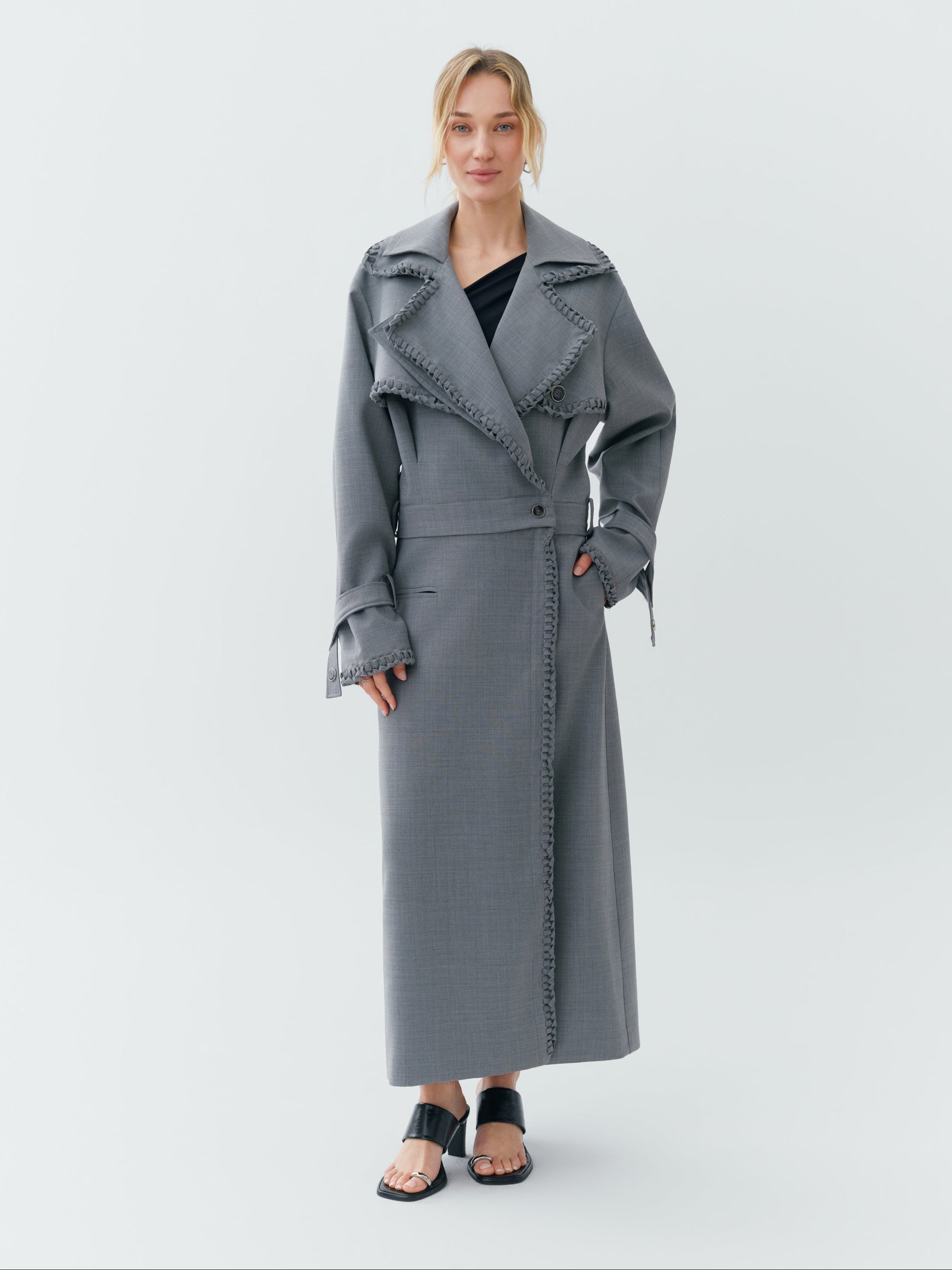 セオリー　Pure Wool Sculpted DB Coat グレー　M Vince Women's Textured Soft Sculpted Car Coat – Saint Bernard