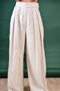 Off white High Waist Wide Leg Cashmere Pants - Custom Made - Bastet Noir