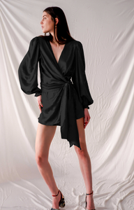Black satin silk short jumpsuit - Custom Made - Bastet Noir