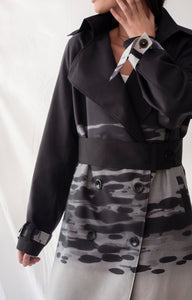 Cotton grey and black classic trench coat - Custom Made - Bastet Noir