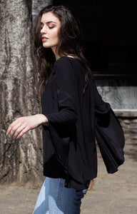 Black long sleeve georgette shirt  - Custom Made - Bastet Noir