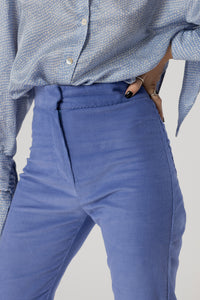  Periwinkle Blue High Waist Cropped Women Suit Pants - Custom Made - Bastet Noir