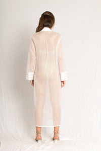 Transparent midi white resortwear shirt dress - Custom Made - Bastet Noir