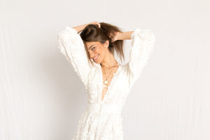 White 3D palm print maxi beachwear dress with long sleeves