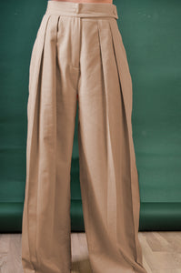 Brown High Waist Wide Leg Cashmere Pants - Custom Made - Bastet Noir