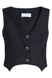 Dark navy blue striped vest - Custom Made - Bastet Noir