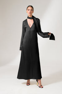 Black Ankle Length Bridal Maxi Dress - Custom Made - Bastet Noir