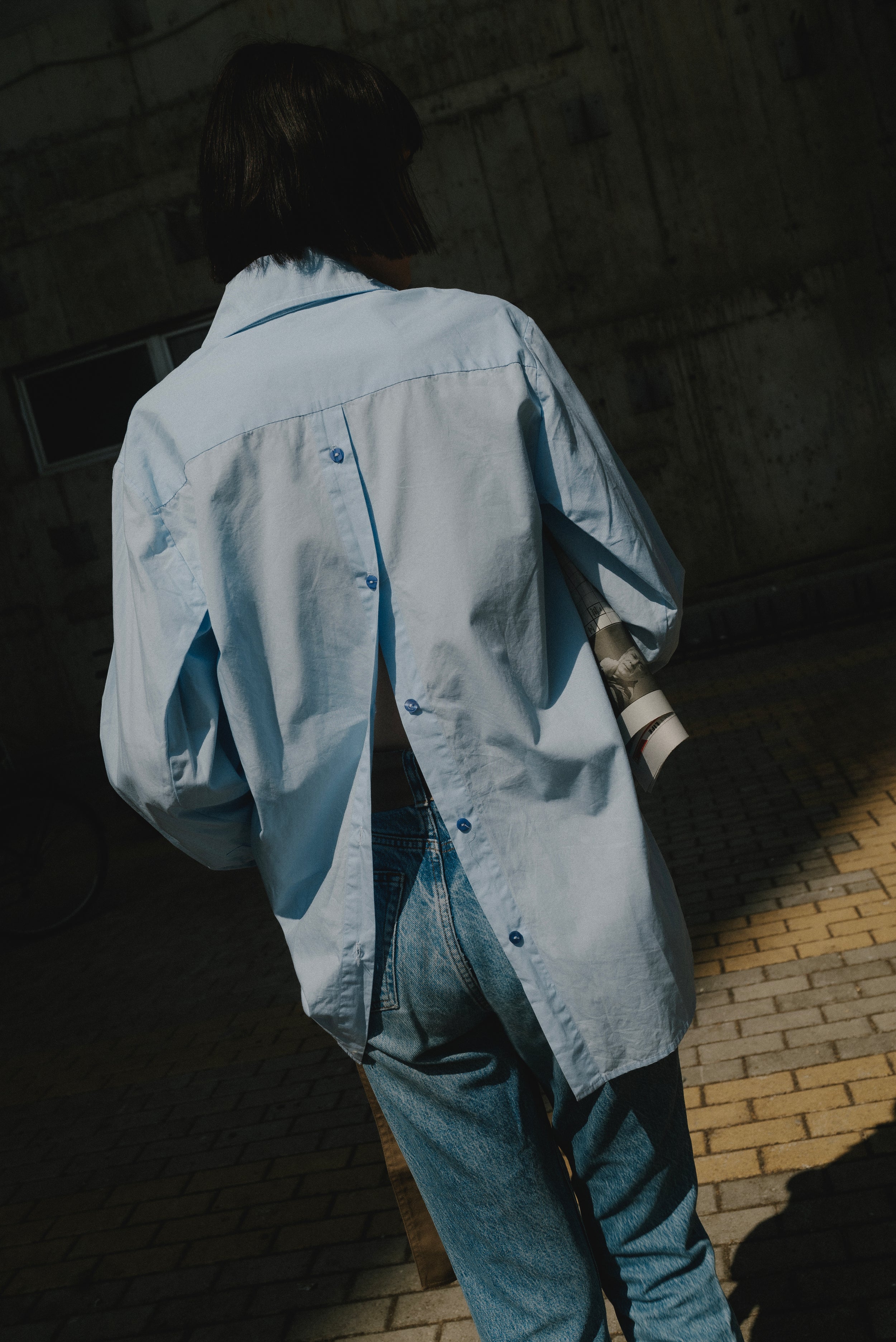 Light Blue Cotton Button-Down Shirt Smart Tailored Fit - Custom Made - Bastet Noir