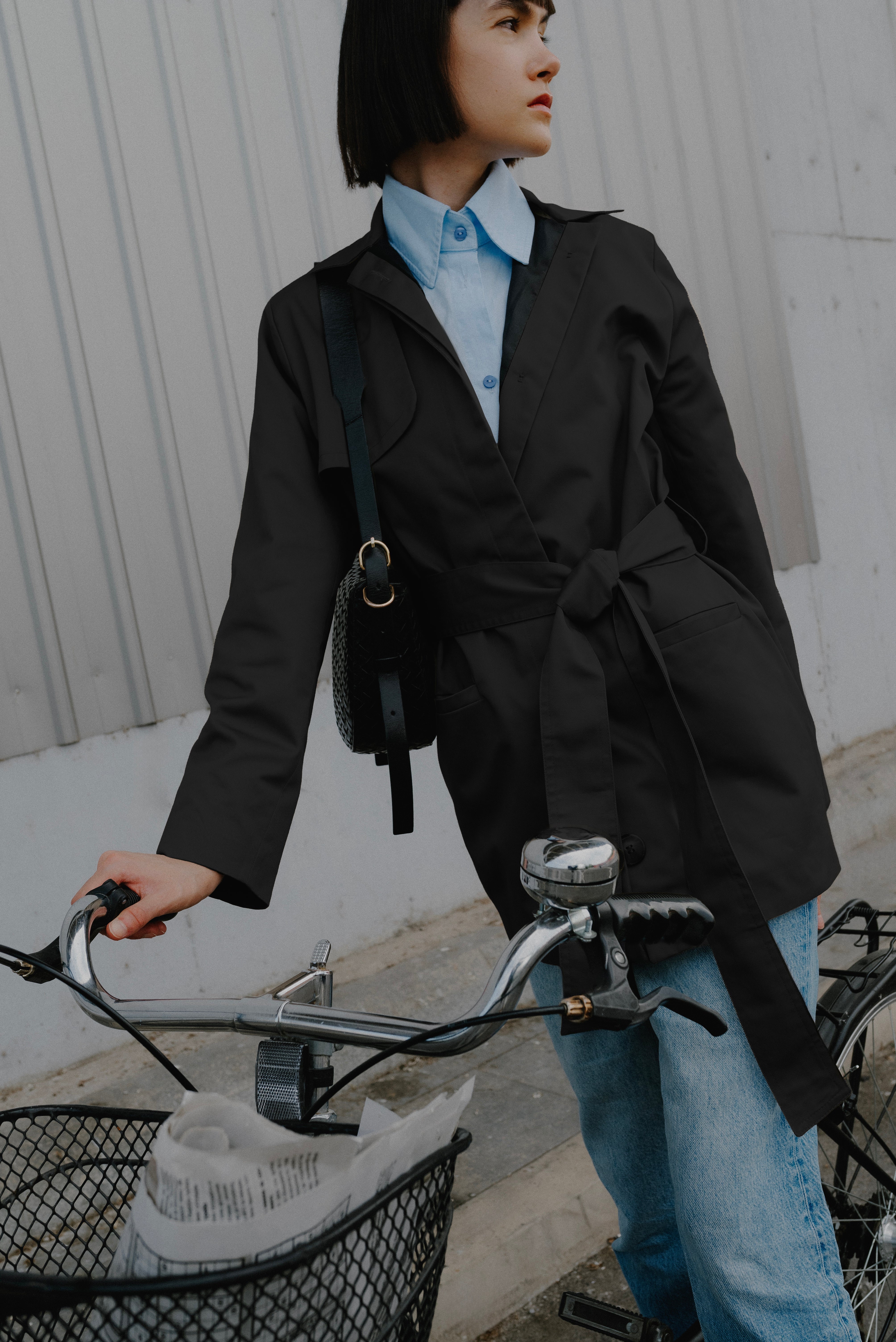 Short Beige Belted Trench Coat Lightweight Cotton Outerwear - Custom Made - Bastet Noir