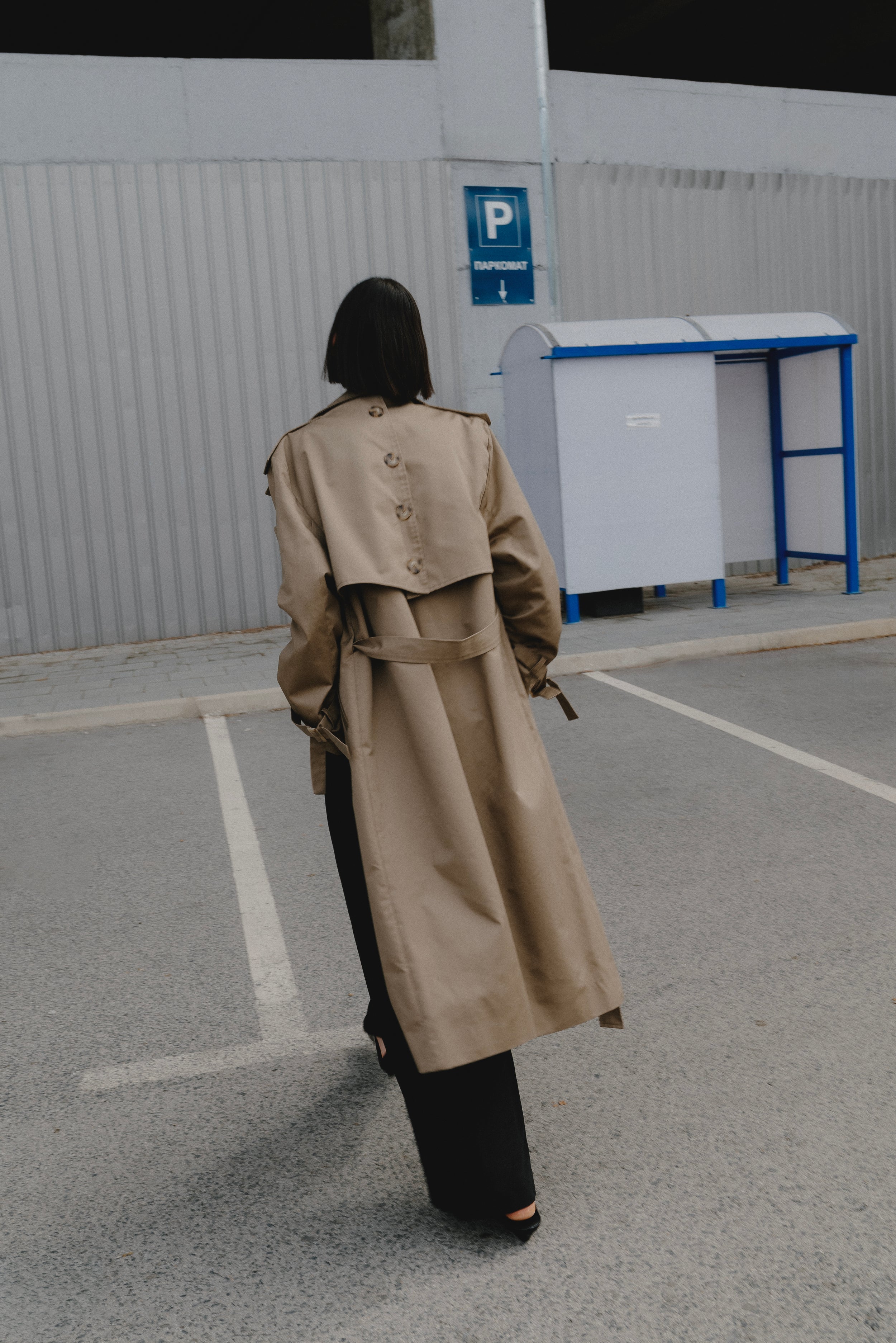 Beige Belted Cotton Trench Coat Mid-Length Outerwear - Custom Made - Bastet Noir