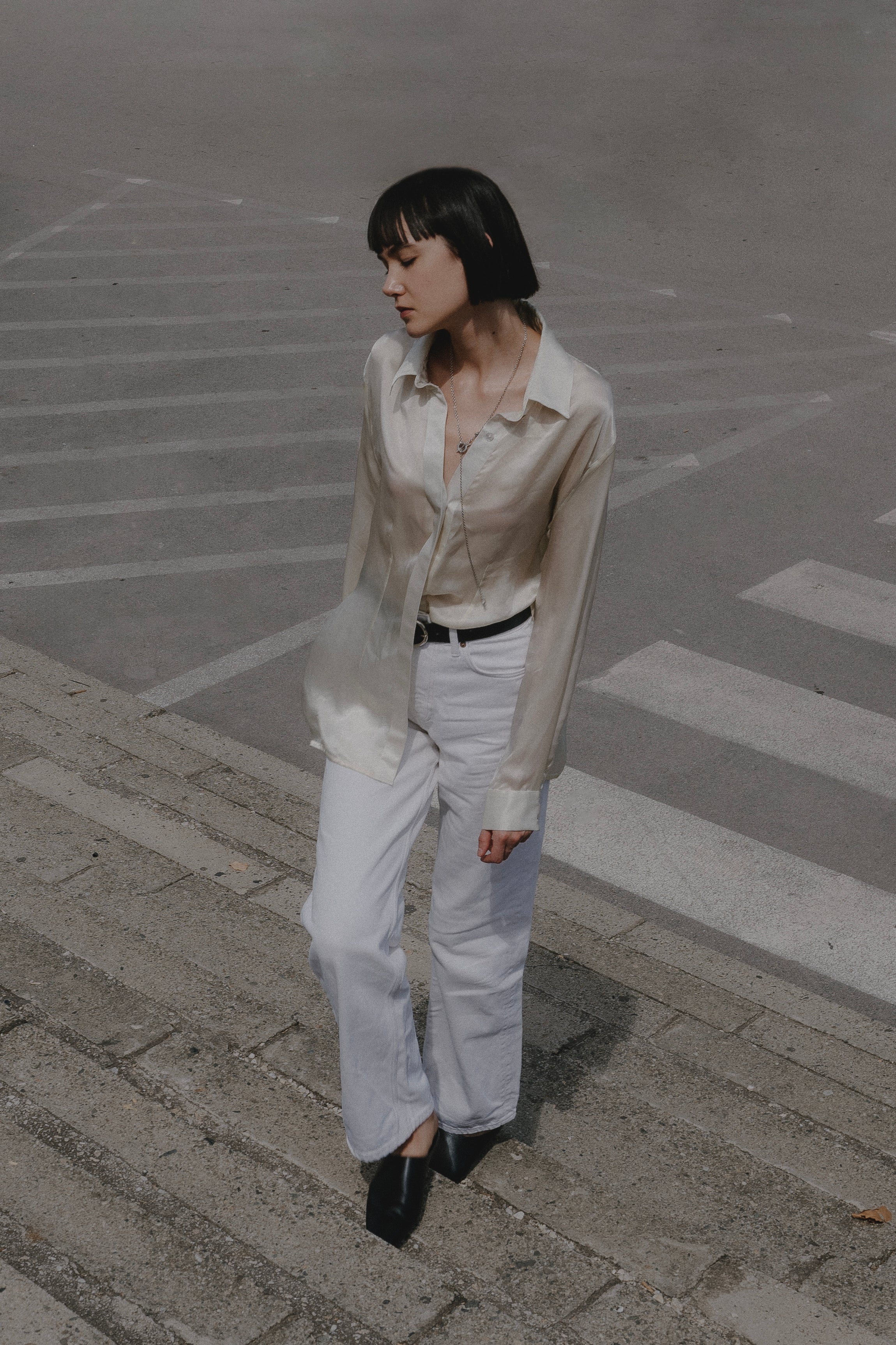 Cream Silk Shirt  Classic Smart Button-Up in Pure Silk - Custom Made - Bastet Noir