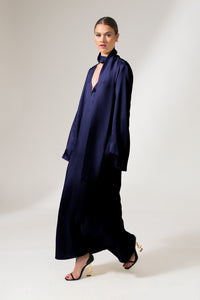 Dark Blue Ankle Length Bridal Maxi Dress - Custom Made - Bastet Noir