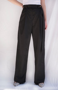 Dark Grey Structured Pleated Wide Leg Pants Set - Custom Made - Bastet Noir