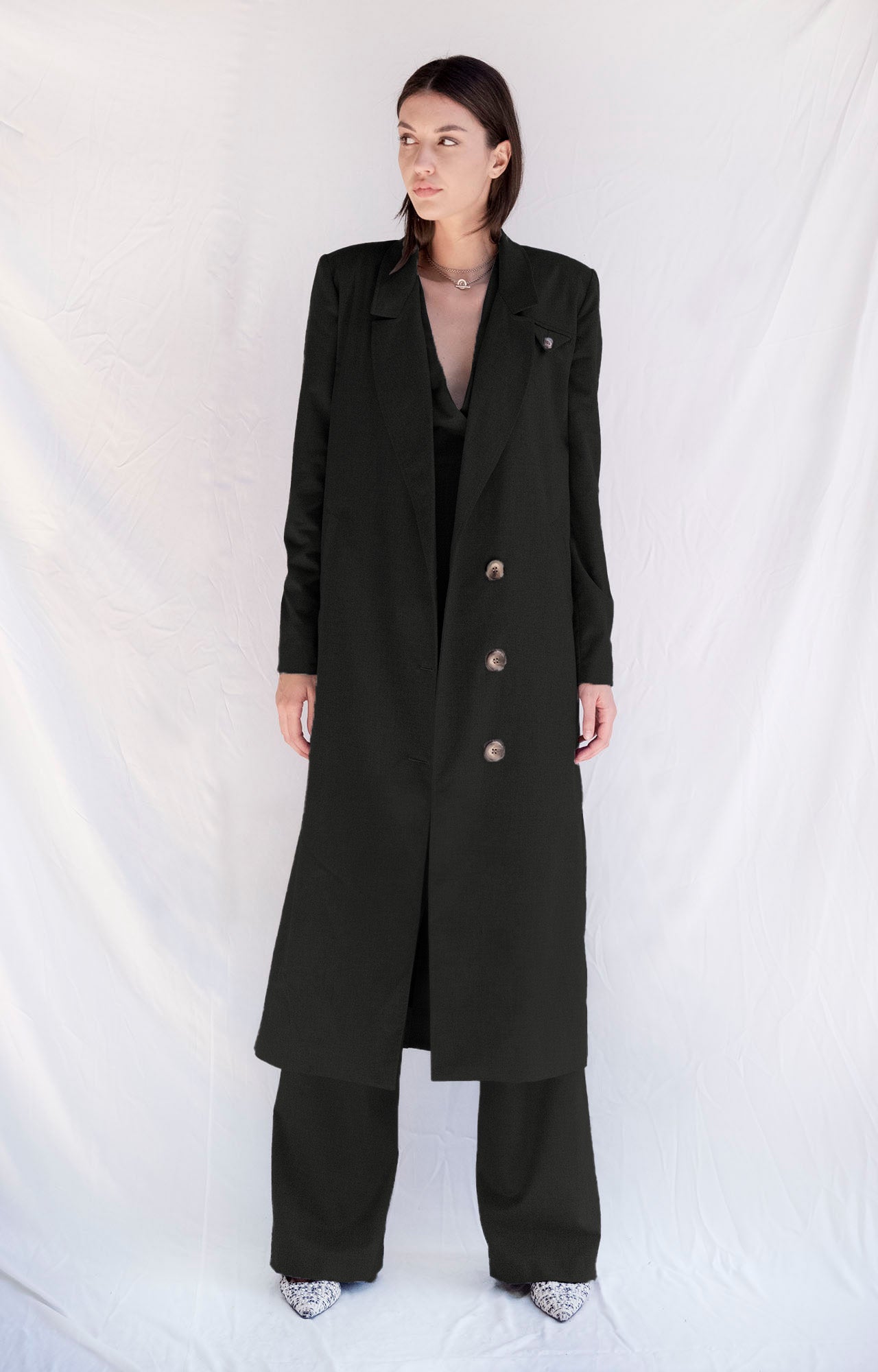Dark Grey Single Breasted Oversized Trench Coat - Custom Made - Bastet Noir