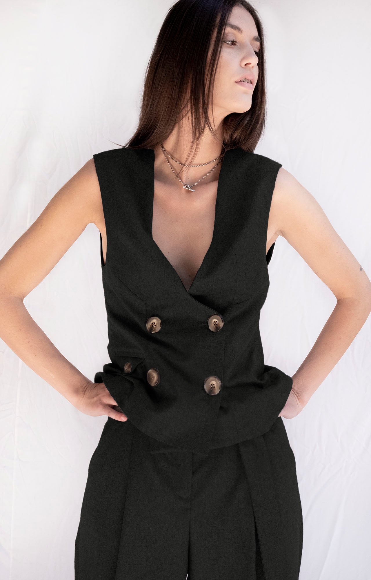 Dark Grey Structured Suit Vest - Custom Made - Bastet Noir