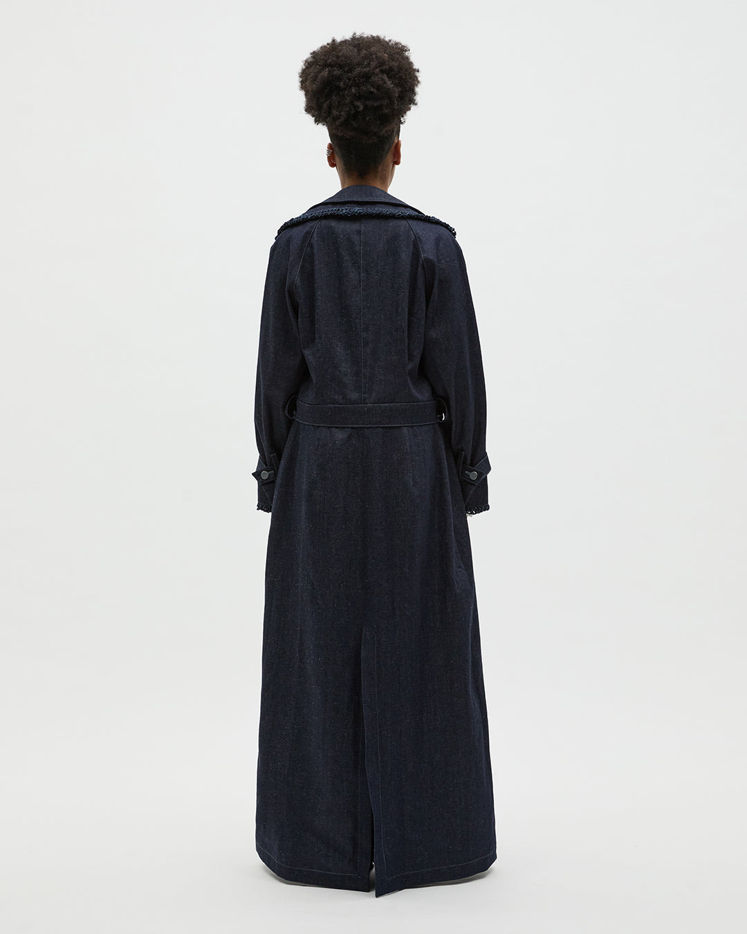 Sustainable Workwear Modular Denim Ankle Length Skirt with Buttons and Zipper - Bastet Noir 