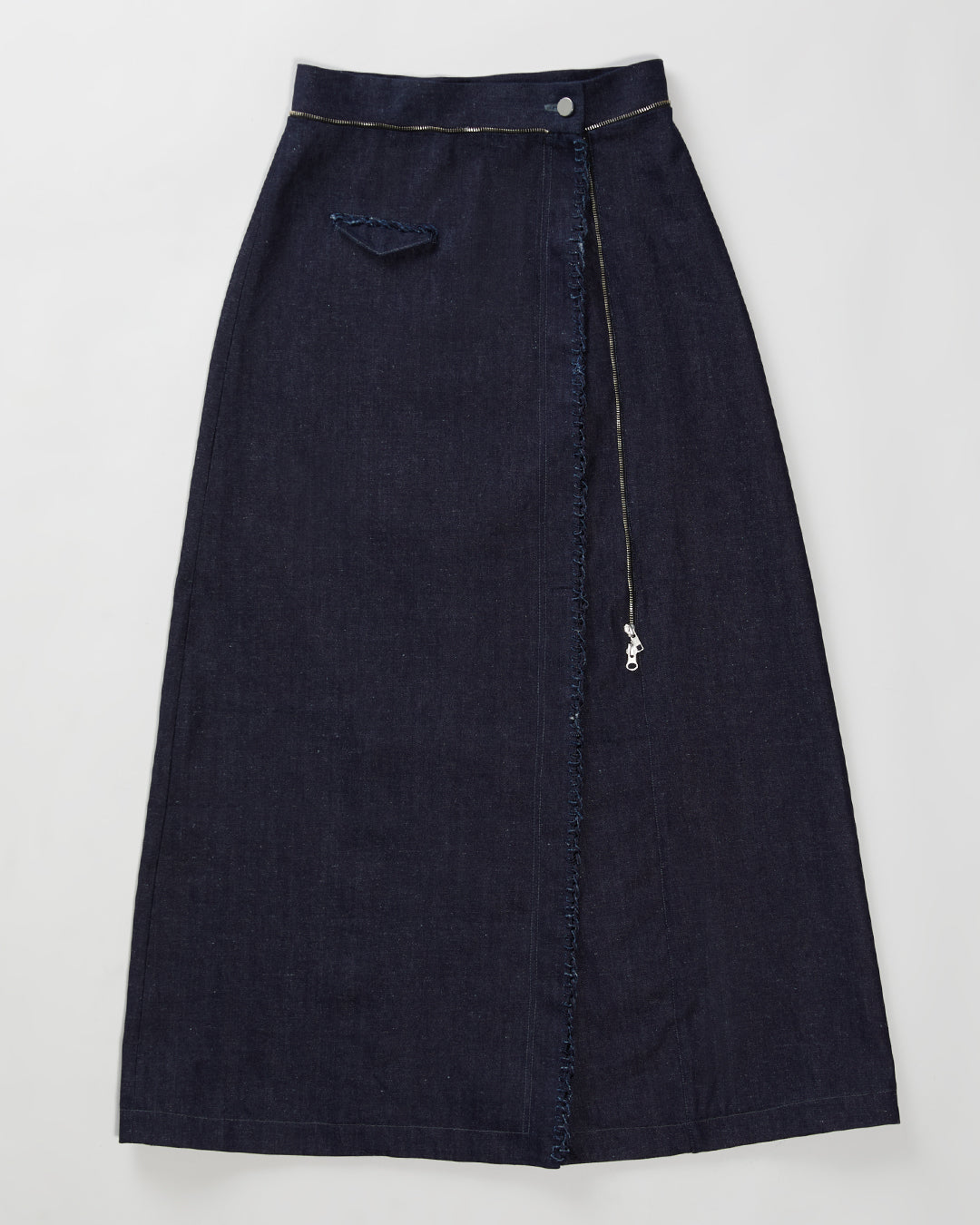 Sustainable Workwear Modular Denim Ankle Length Skirt with Buttons and Zipper - Bastet Noir 