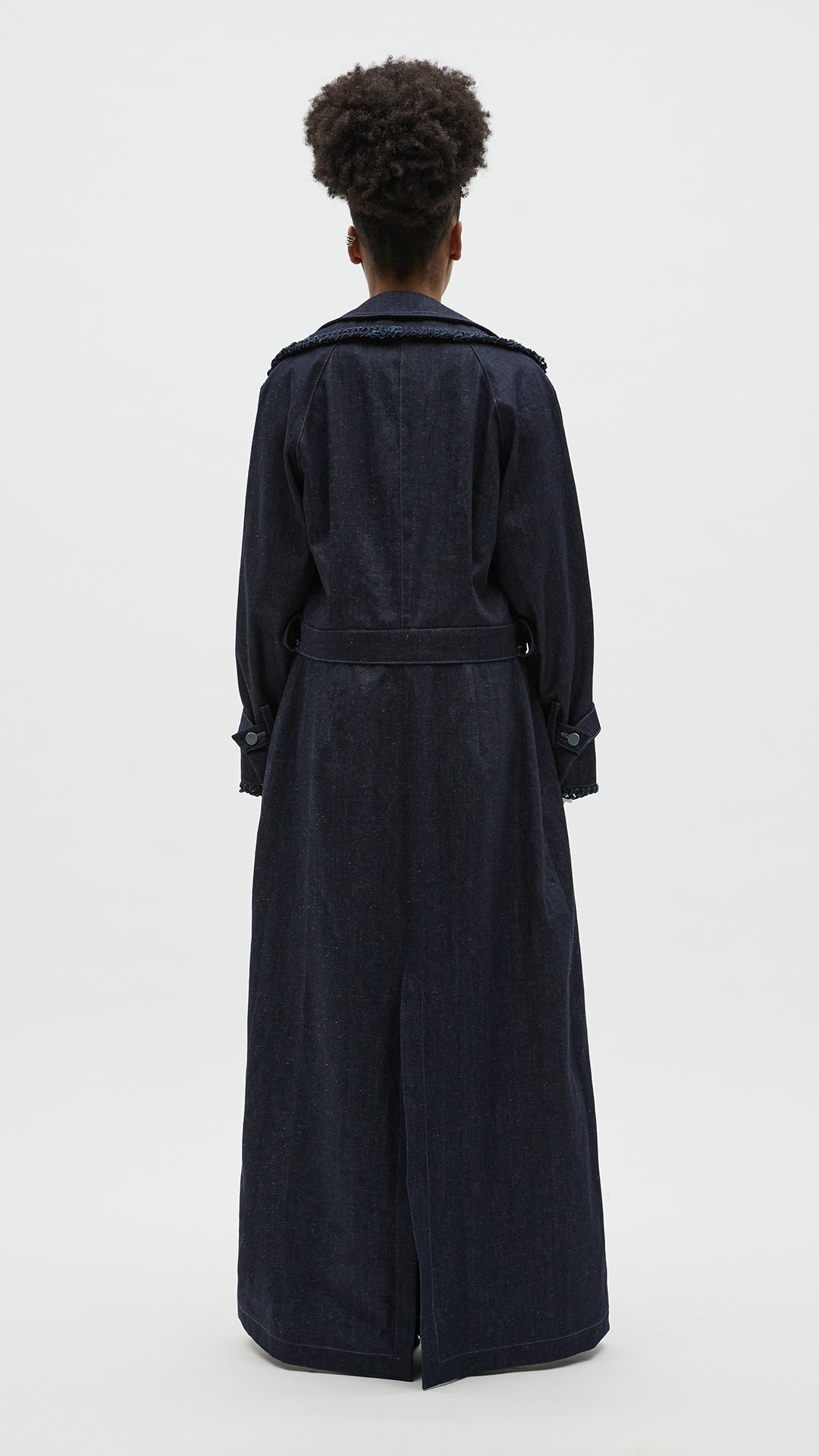 Sustainable Workwear Modular Denim Cropped Jacket with Buttons - Bastet Noir 