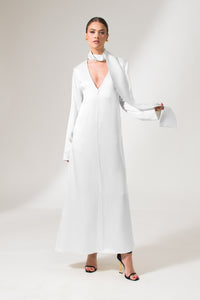 White Ankle Length Bridal Maxi Dress - Custom Made - Bastet Noir
