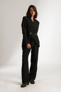 Black Blazer and Pants Workwear Suit Set - Custom Made - Bastet Noir