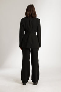 Black Blazer and Pants Workwear Suit Set - Custom Made - Bastet Noir