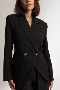 Black Blazer and Pants Workwear Suit Set - Custom Made - Bastet Noir