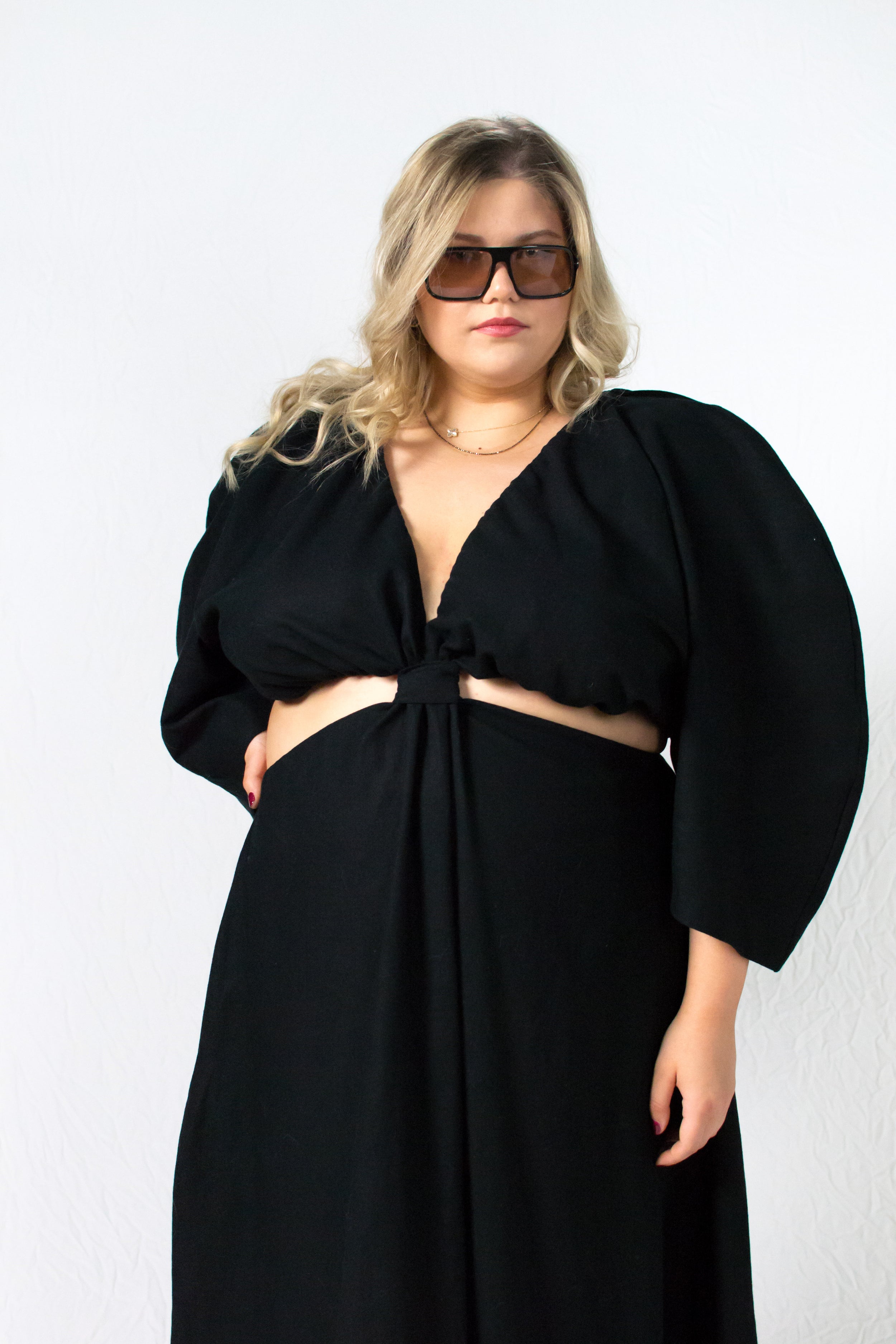 Plus size black linen sundress - Custom Made - Bastet Noir