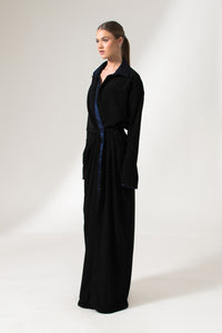 Black and Blue Maxi Shirt Dress - Custom Made - Bastet Noir