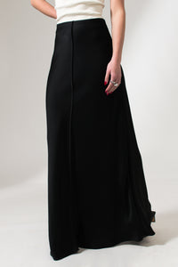 Black Satin Silk Maxi Slip Skirt - Custom Made - Bastet Noir