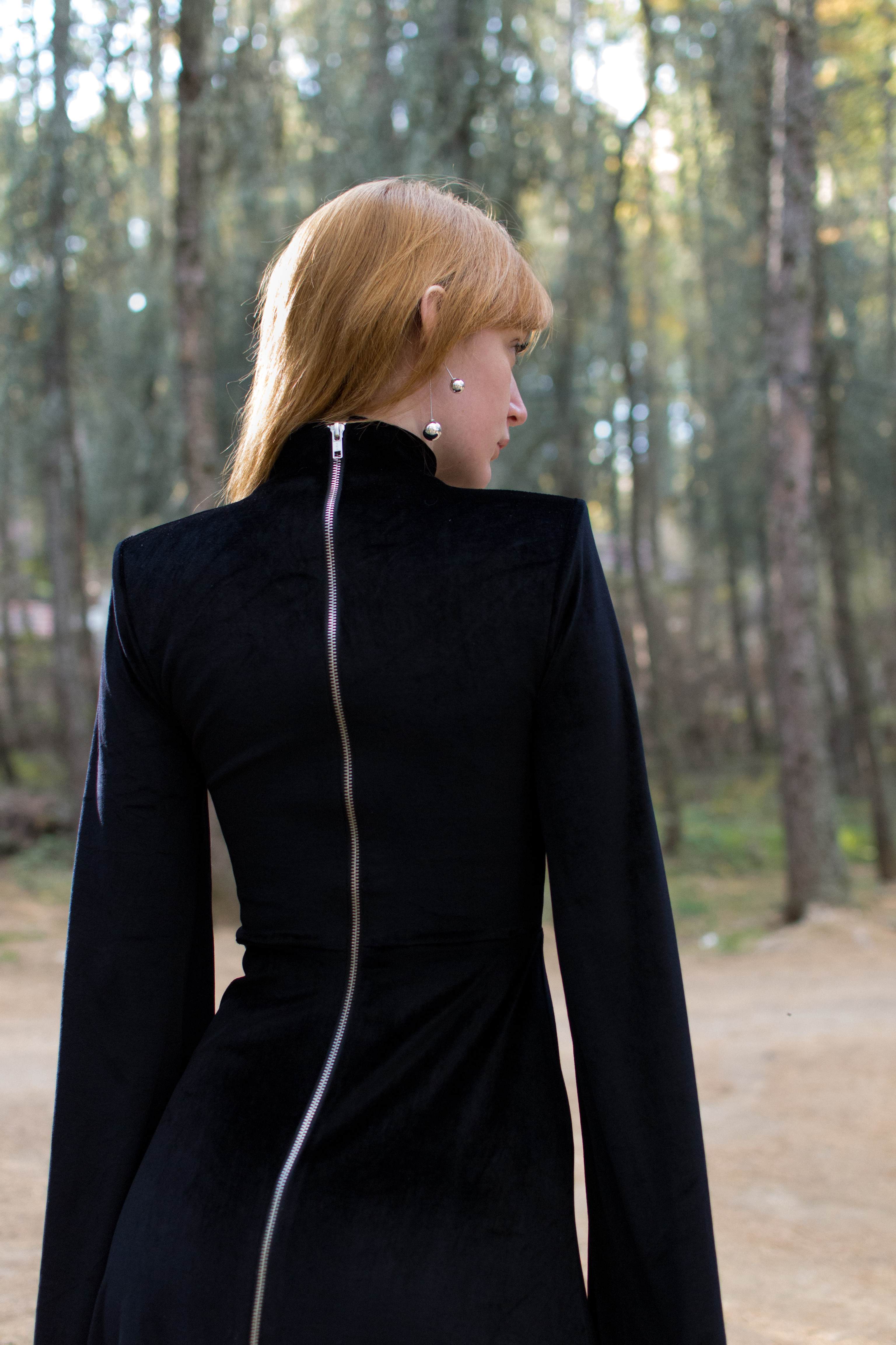 Black Velvet Evening Wear Maxi Dress - Custom Made - Bastet Noir