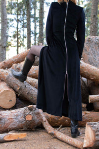 Black Velvet Evening Wear Maxi Dress - Custom Made - Bastet Noir