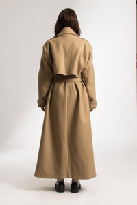 Brown Oversized Long Wool Double Breasted Winter Coat - Custom Made - Bastet Noir