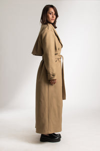 Brown Oversized Long Wool Double Breasted Winter Coat - Custom Made - Bastet Noir