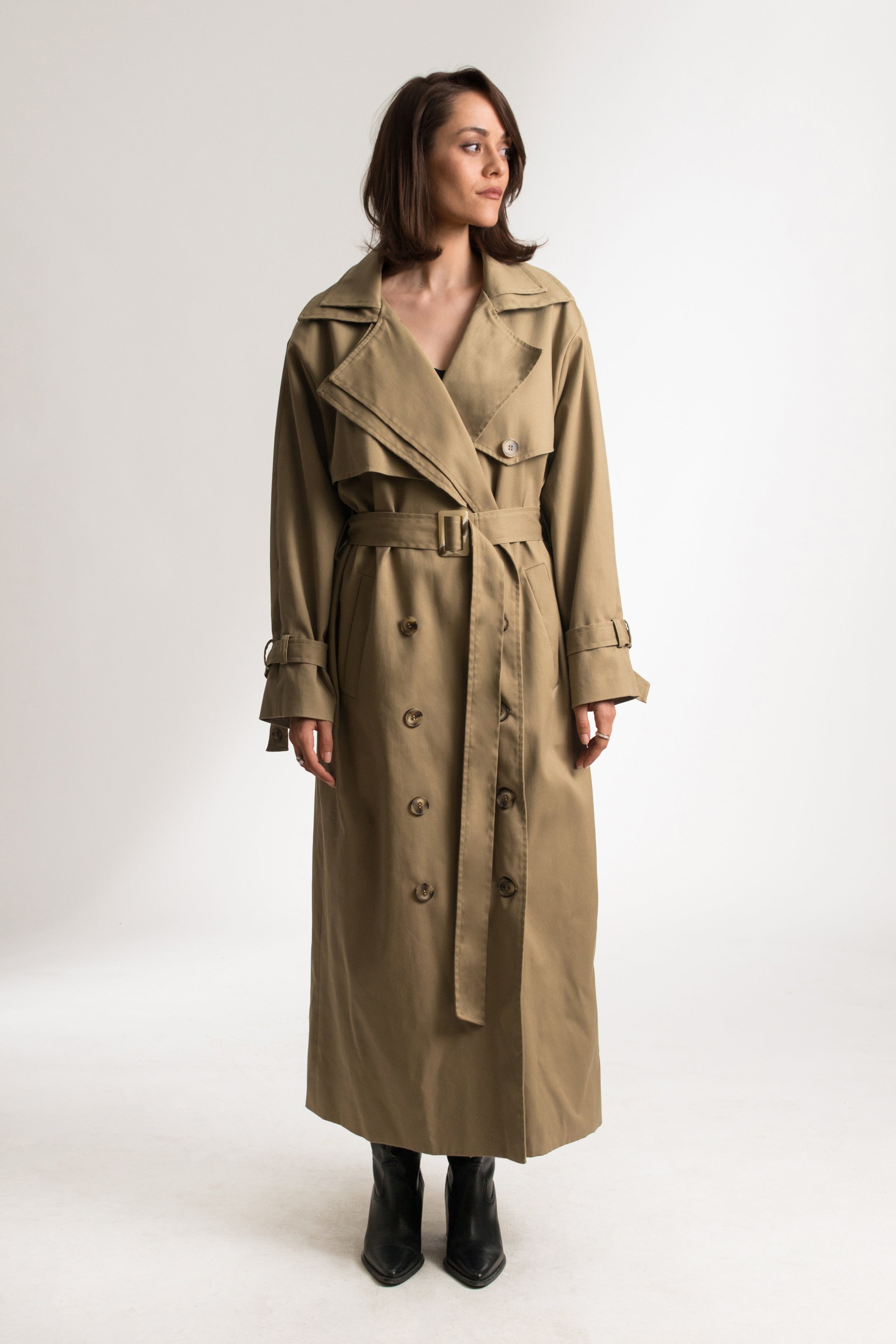 Cream Cotton Oversized Everyday Trench Coat - Custom Made - Bastet Noir