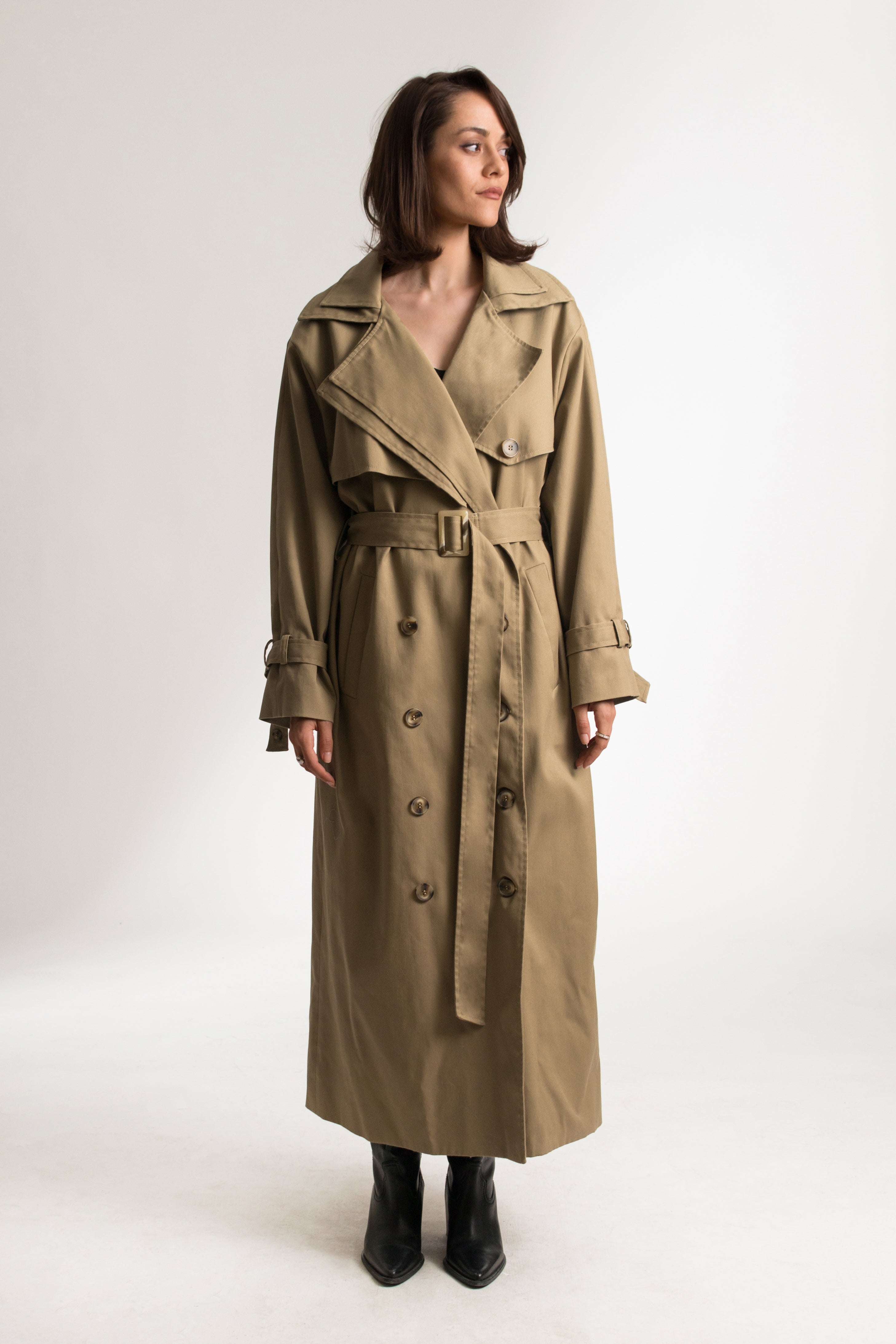 Cream Cotton Oversized Everyday Trench Coat - Custom Made - Bastet Noir
