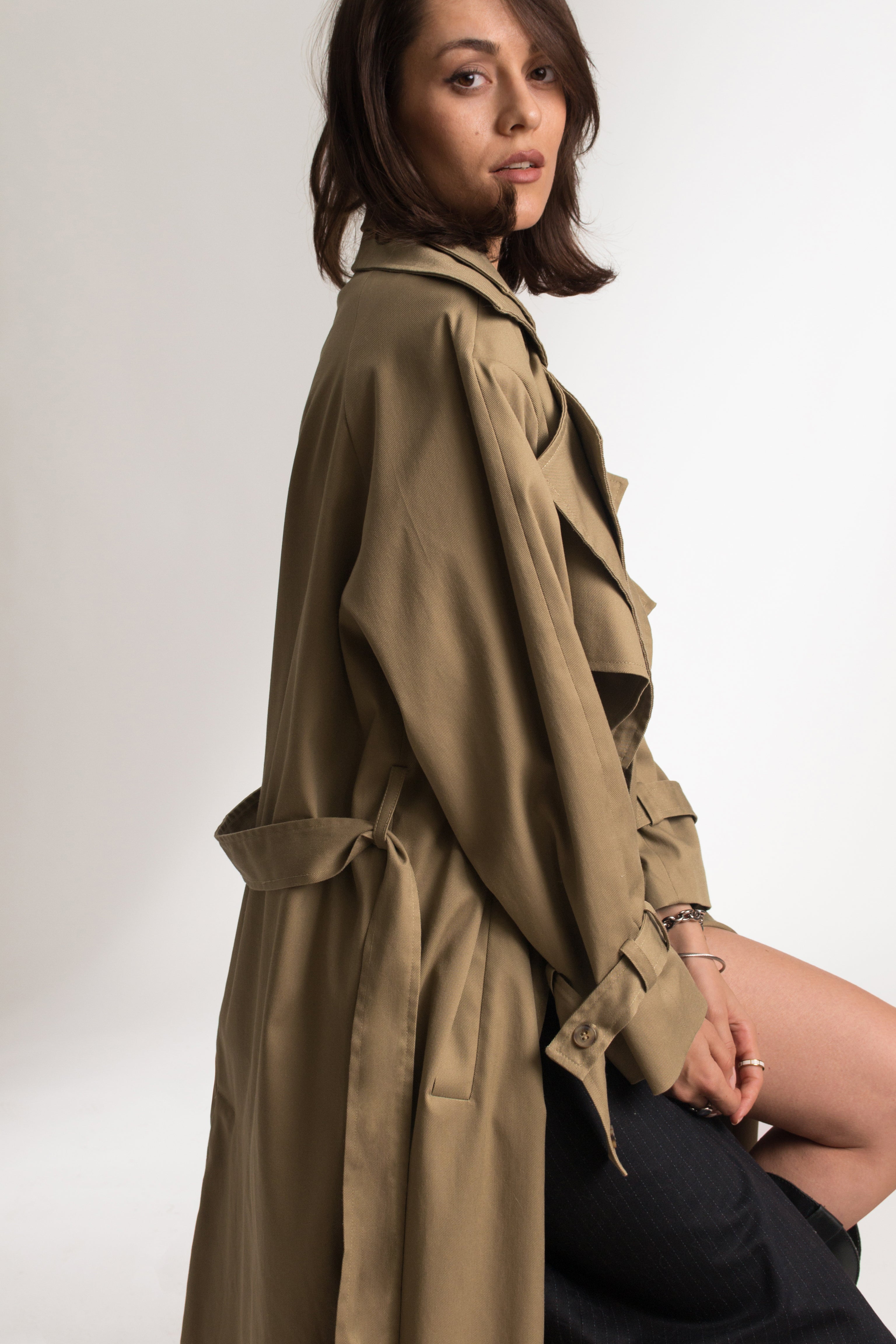 Cream Cotton Oversized Everyday Trench Coat - Custom Made - Bastet Noir