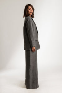 Dark Grey Structured Workwear Blazer and Pants Suit Set - Custom Made - Bastet Noir