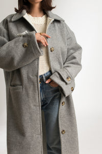 Grey Oversized Long Wool Winter Car Coat - Custom Made - Bastet Noir