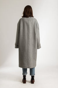 Grey Oversized Long Wool Winter Car Coat - Custom Made - Bastet Noir