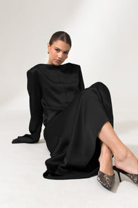 Black Long Sleeve Maxi Dress - Custom Made - Bastet Noir