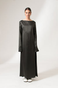 Dark Grey Long Sleeve Maxi Dress - Custom Made - Bastet Noir