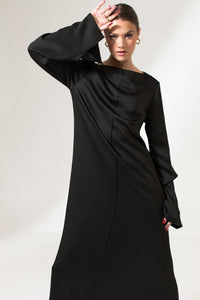Black Long Sleeve Maxi Dress - Custom Made - Bastet Noir