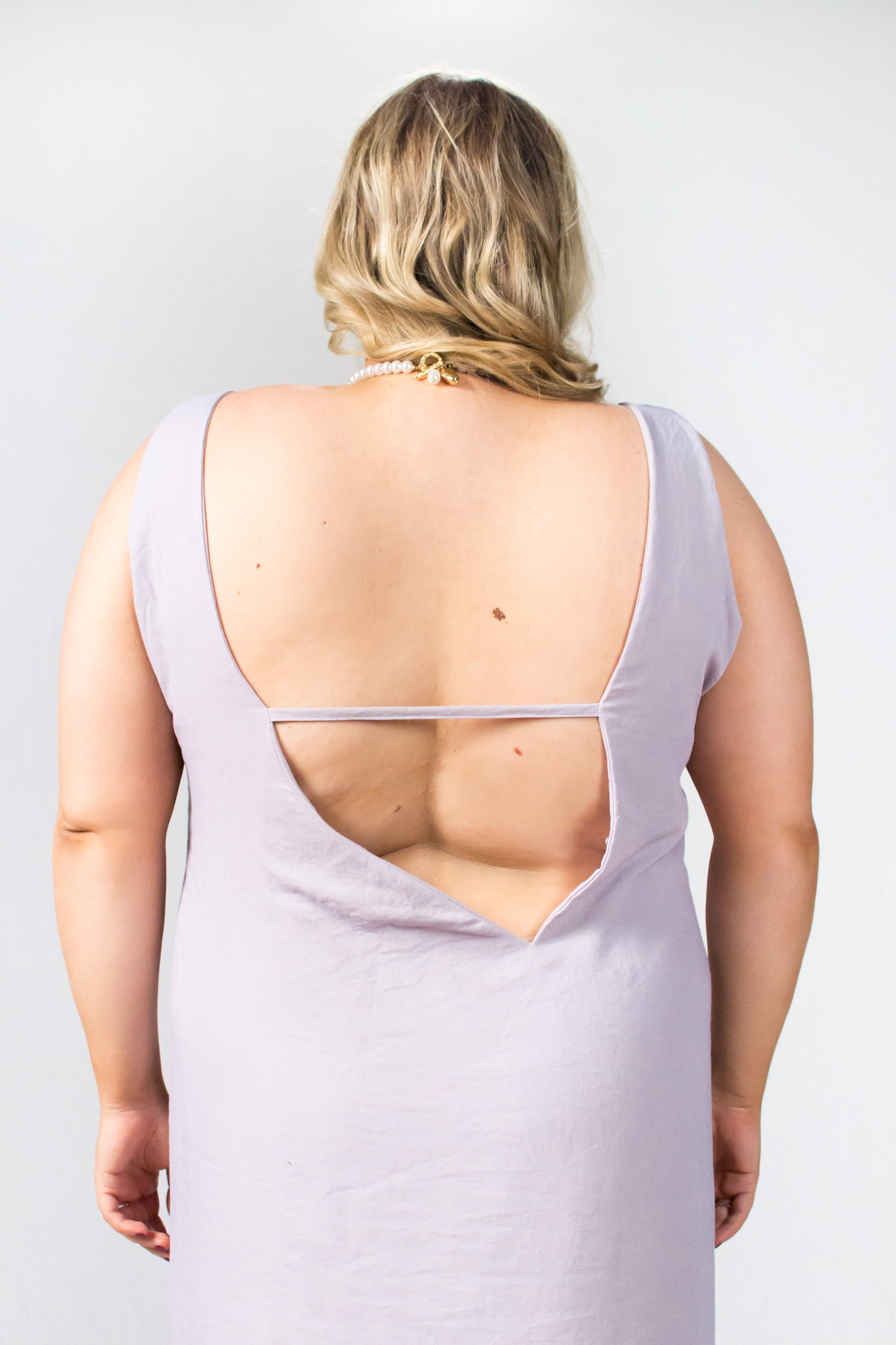 Lavander purple plus size linen bareback sundress - Custom Made - Bastet Noir