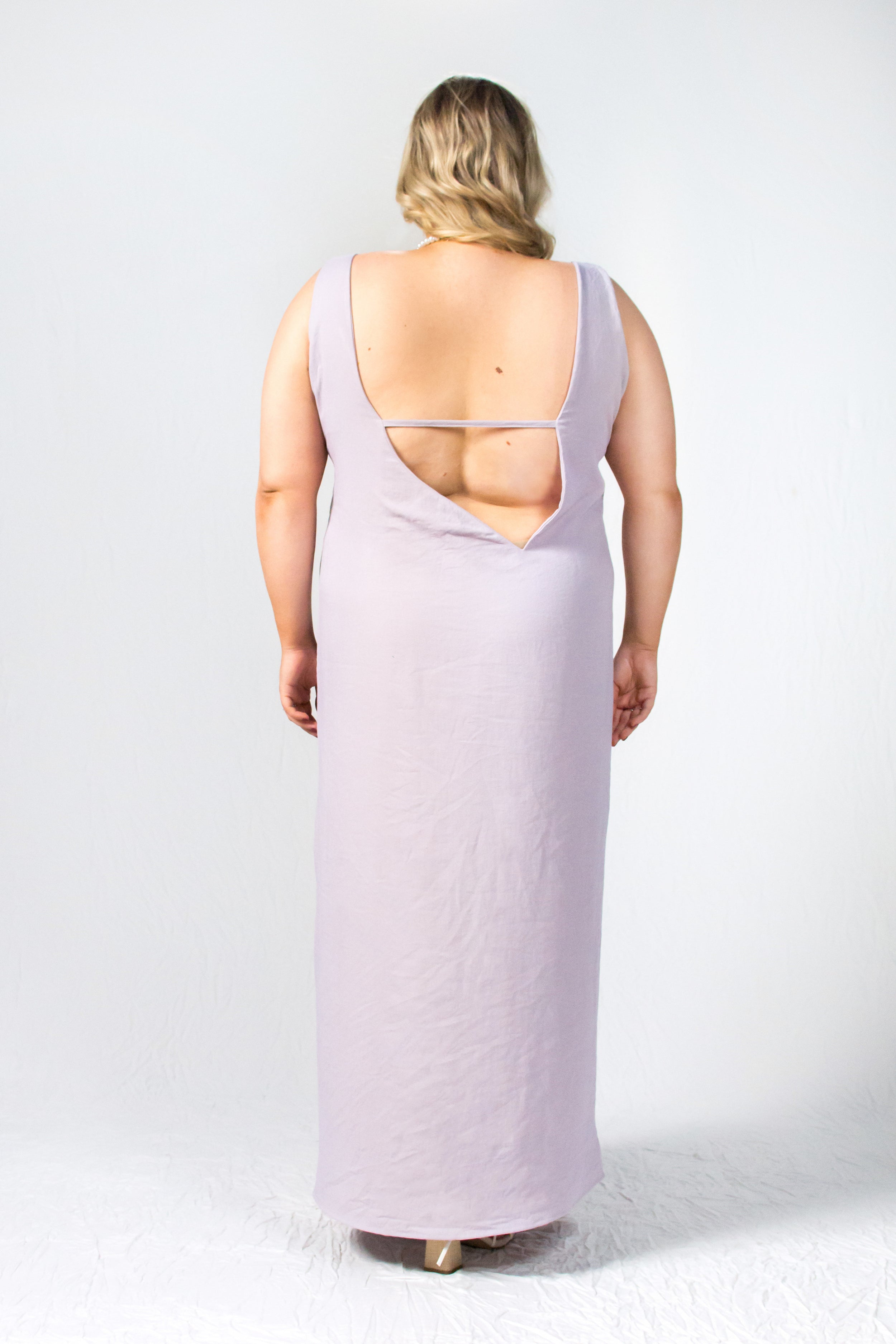 Lavander purple plus size linen bareback sundress - Custom Made - Bastet Noir