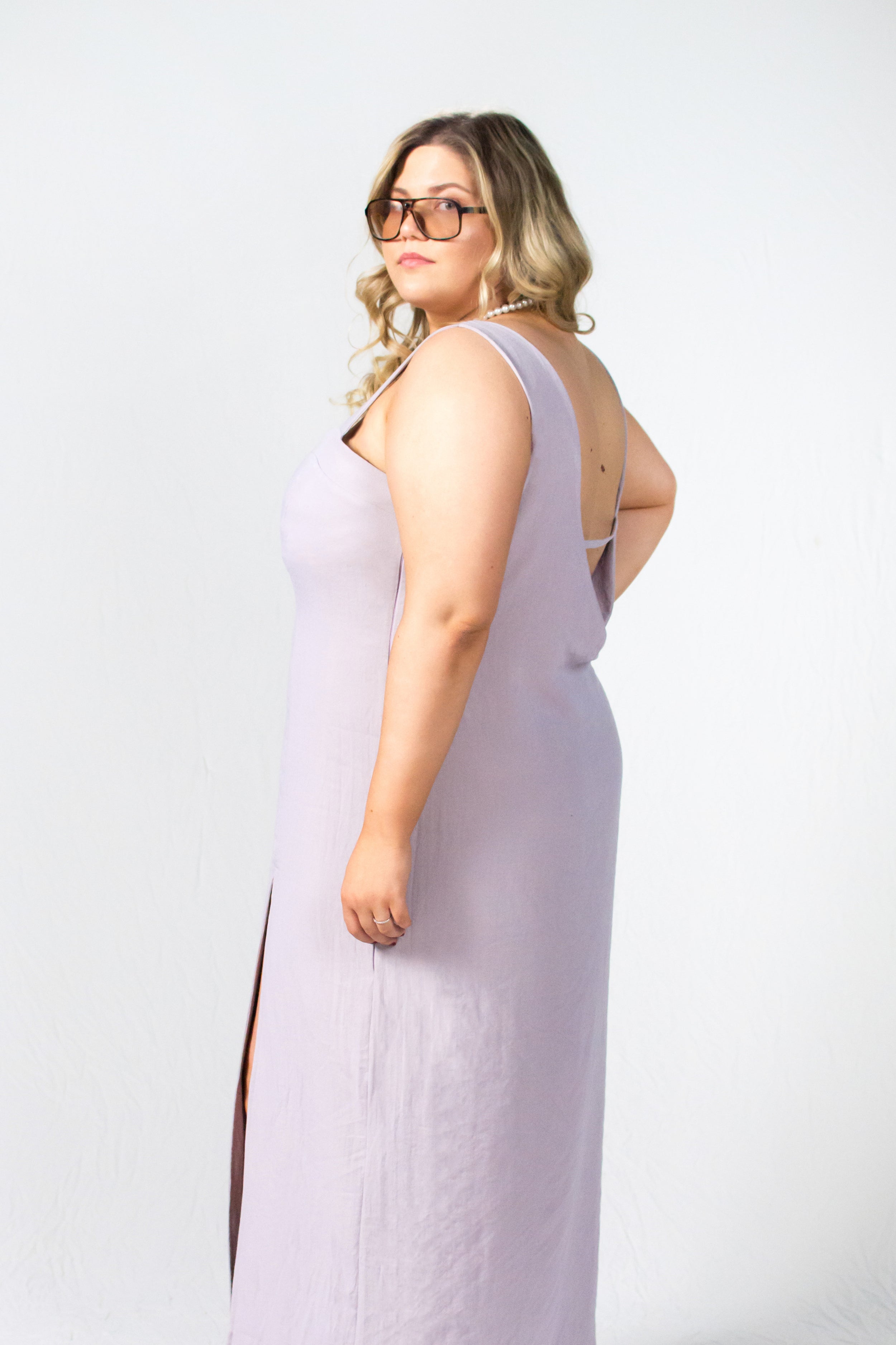Lavander purple plus size linen bareback sundress - Custom Made - Bastet Noir
