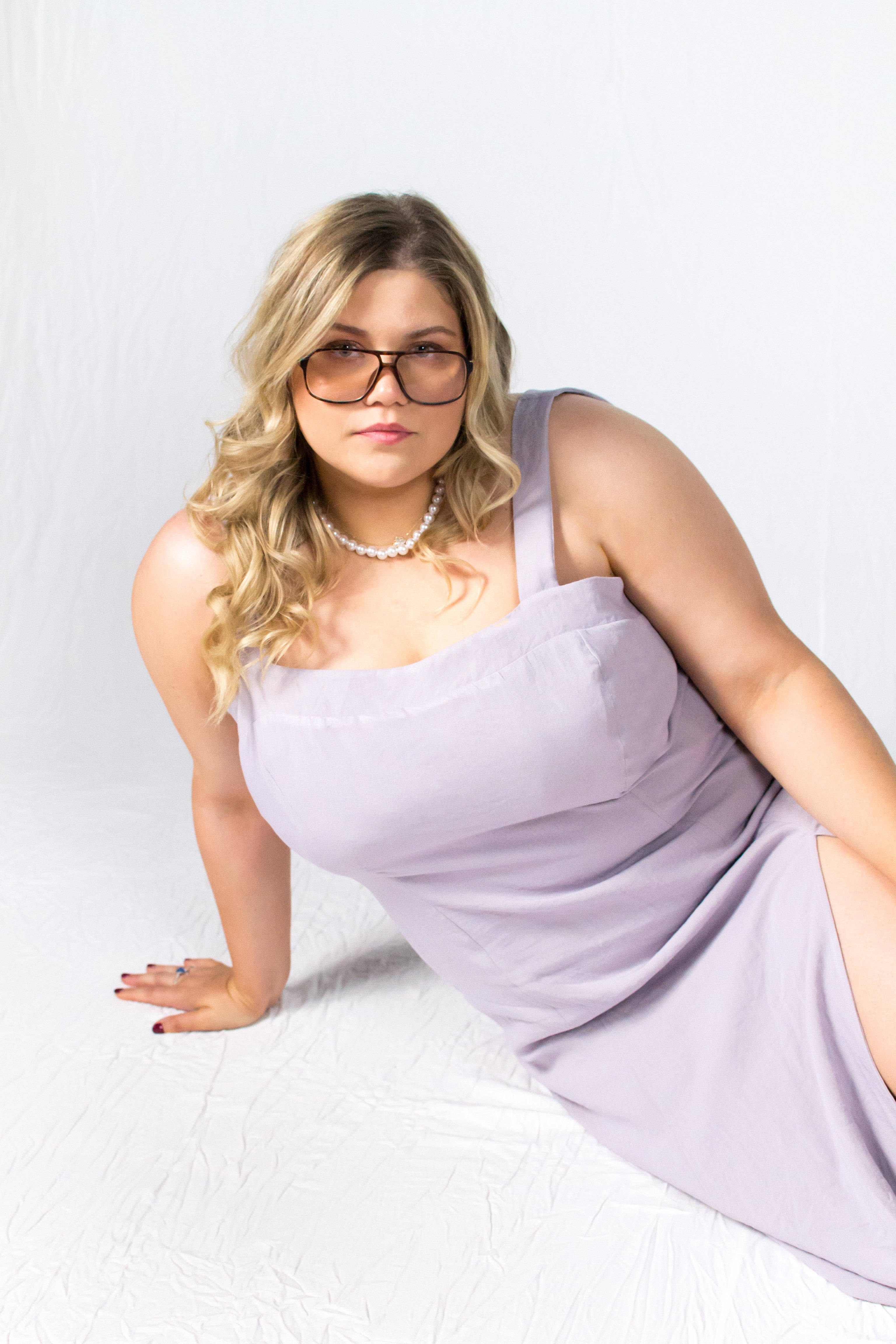 Lavander purple plus size linen bareback sundress - Custom Made - Bastet Noir