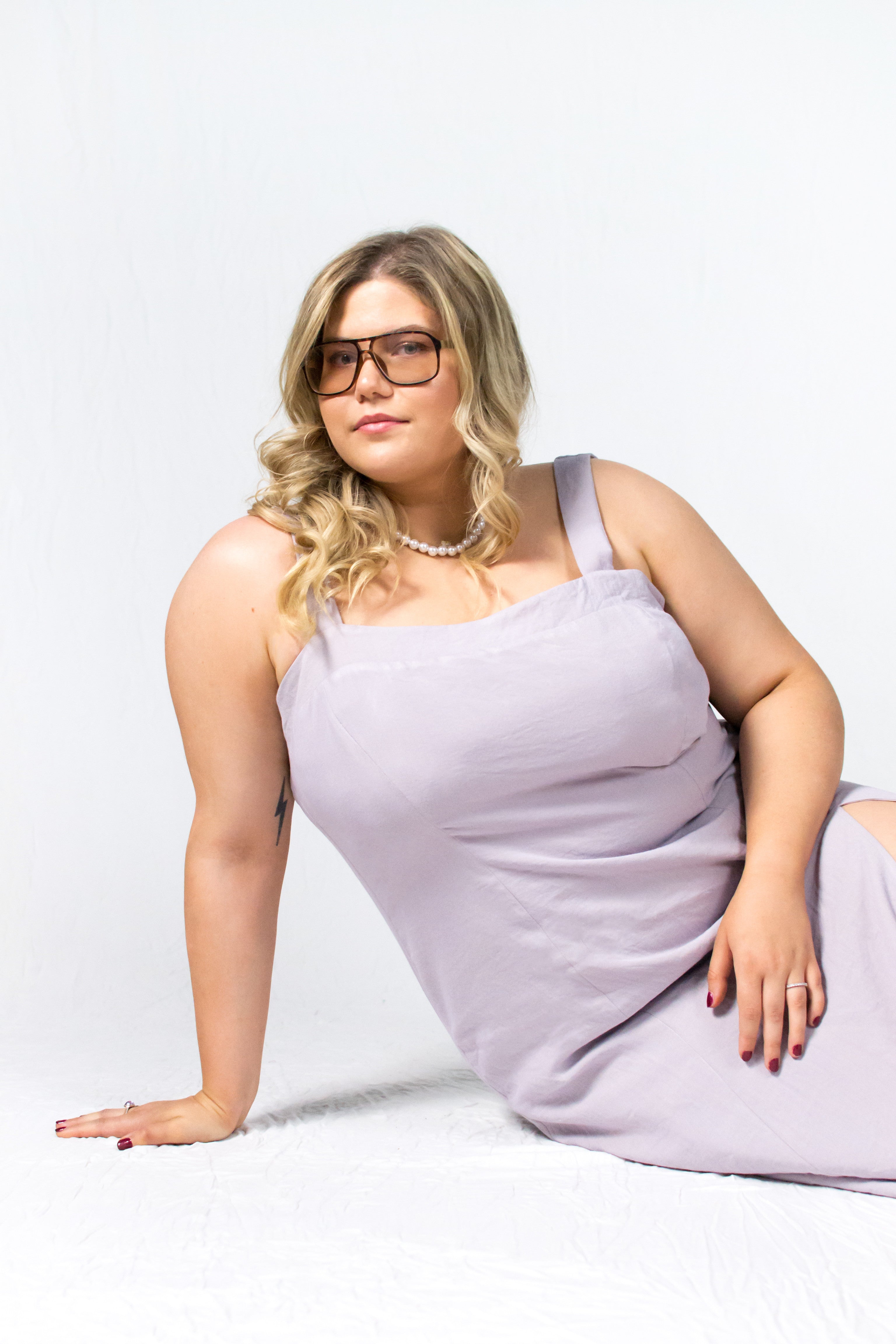 Lavander purple plus size linen bareback sundress - Custom Made - Bastet Noir