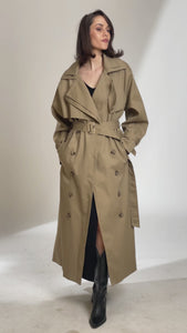 Cream Cotton Oversized Everyday Trench Coat - Custom Made - Bastet Noir