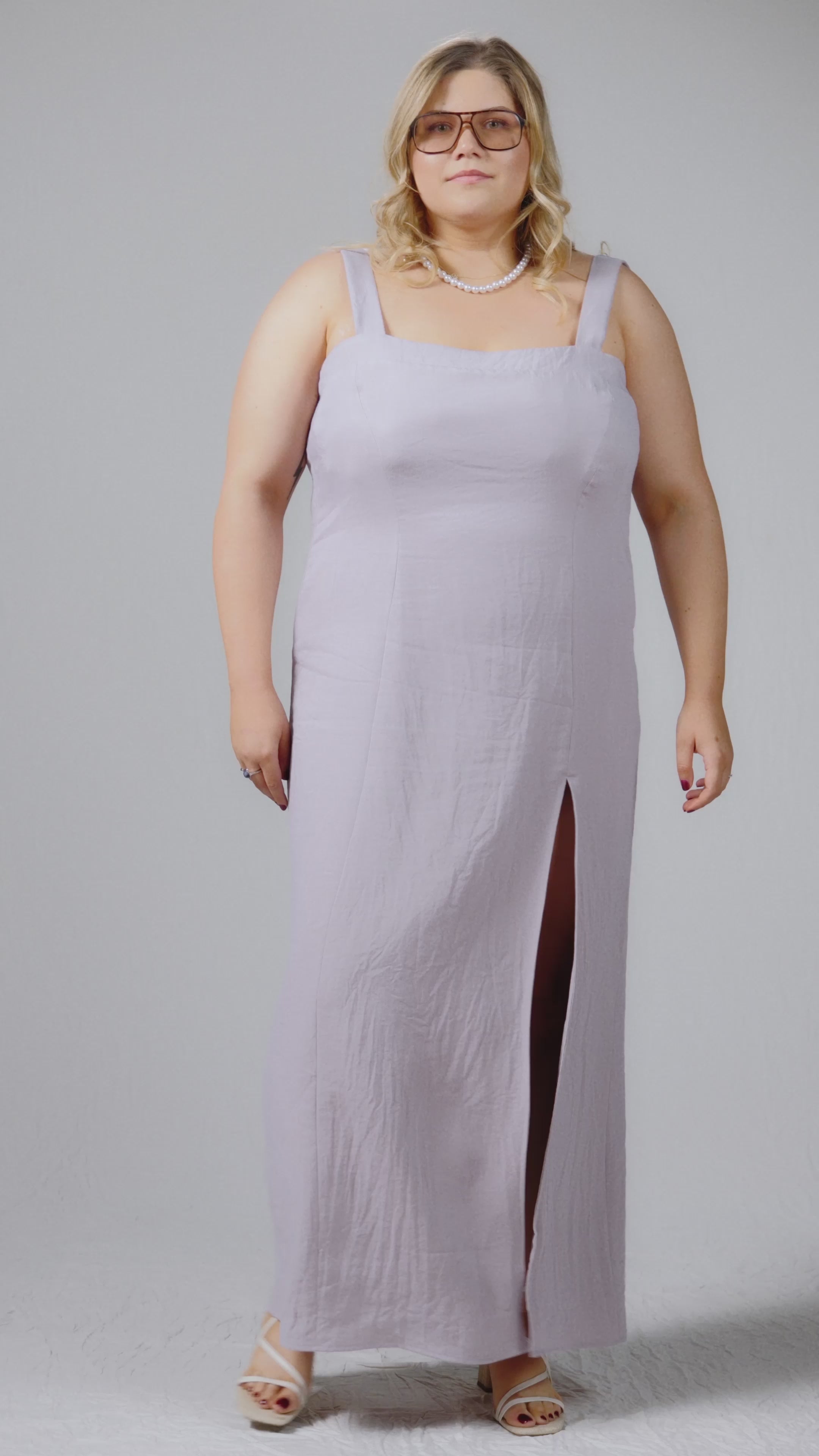 Lavander purple plus size linen bareback sundress - Custom Made - Bastet Noir