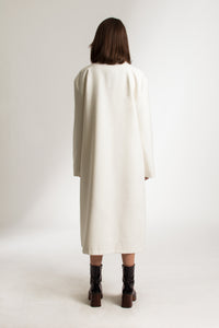 White Long Wool Double Breasted Car Coat - Custom Made - Bastet Noir